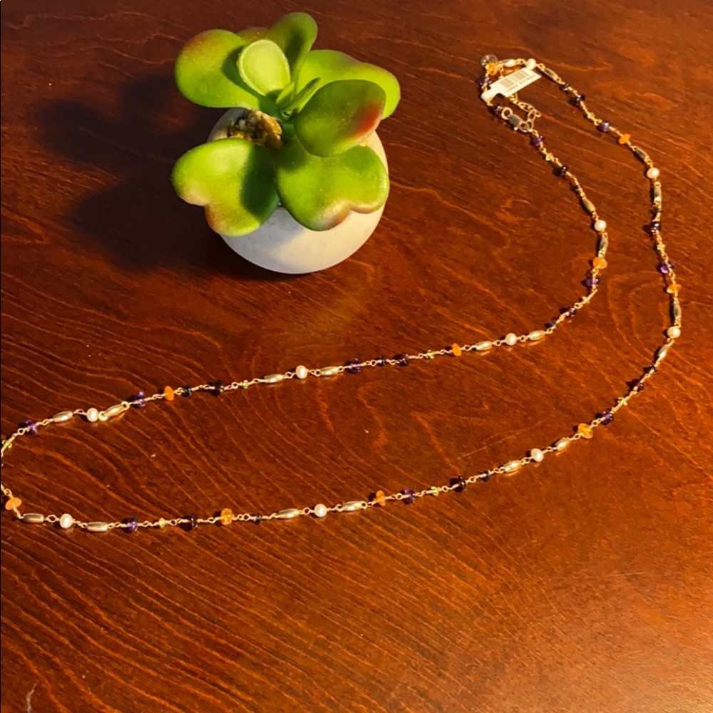 Beaded Necklace unique colors 30 inches